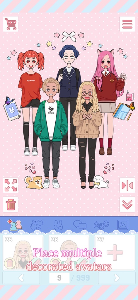 Lily Diary - Users can populate their creations with a multitude of 'decorated avatars' and enriching elements such as 'animal companions' and expressive 'speech bubbles'.