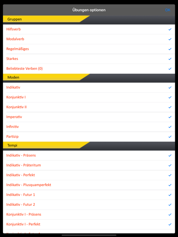 Deutsche Verben Tabellen iPad app afbeelding 1