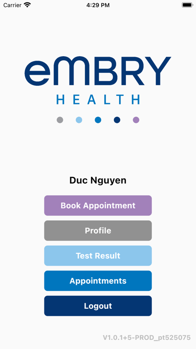 Embry Health Patient App Screenshot
