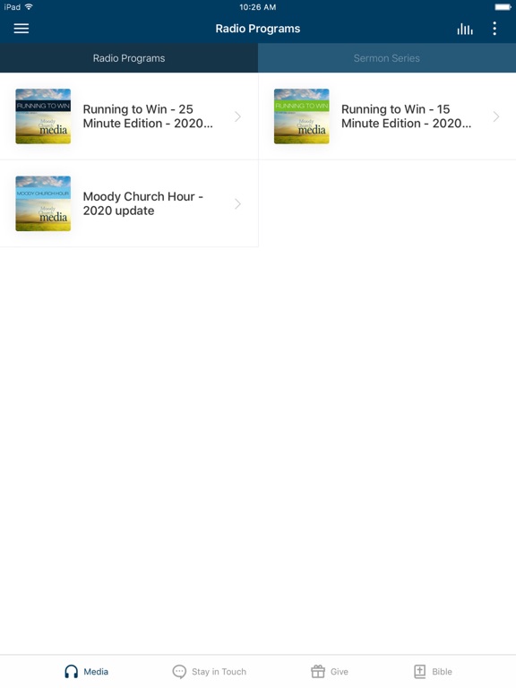 Moody Church Media:Bible Radio iPad screenshot 1 - Lifestyle app