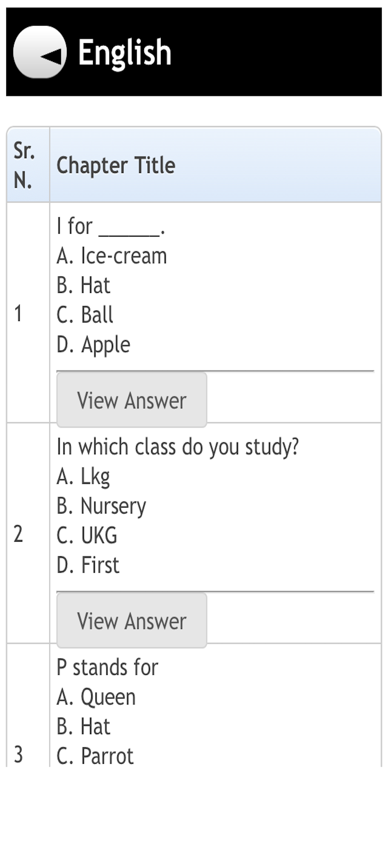 Nursery to 3rd Kids Learning