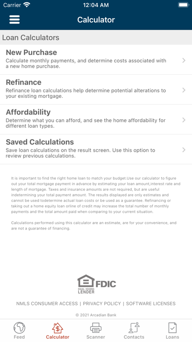 Arcadian Bank Mortgage Screenshot
