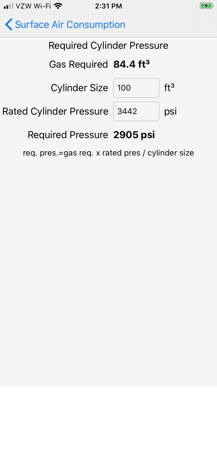 Surface Air Consumption