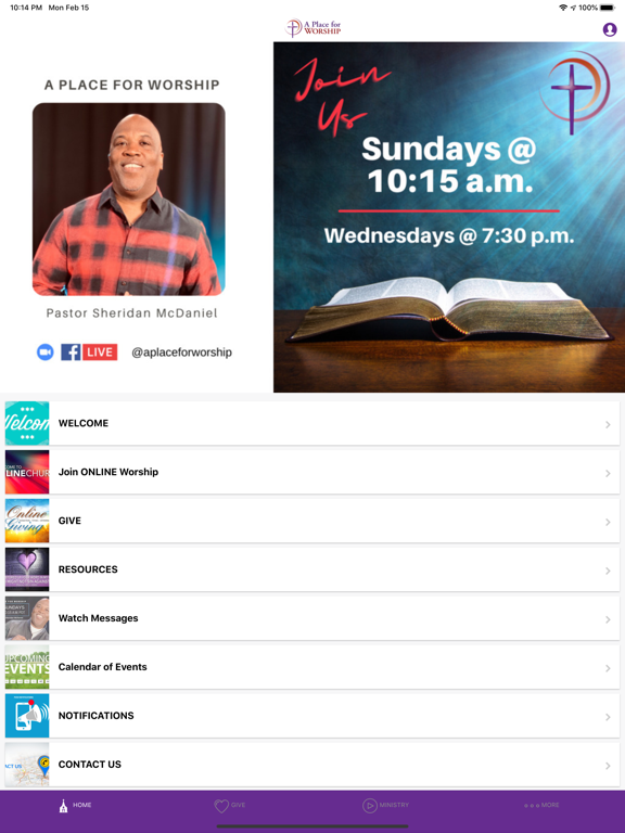 A Place For Worship iPad screenshot 1 - Lifestyle app