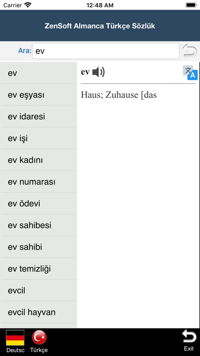 Almanca Türkçe Sözlük -Zensoft Screenshot