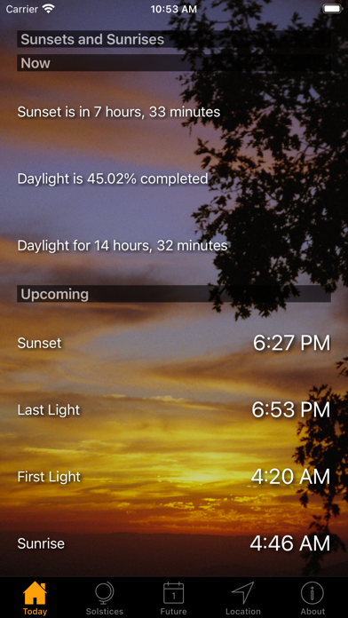 Sunset and Sunrise Times Screenshot