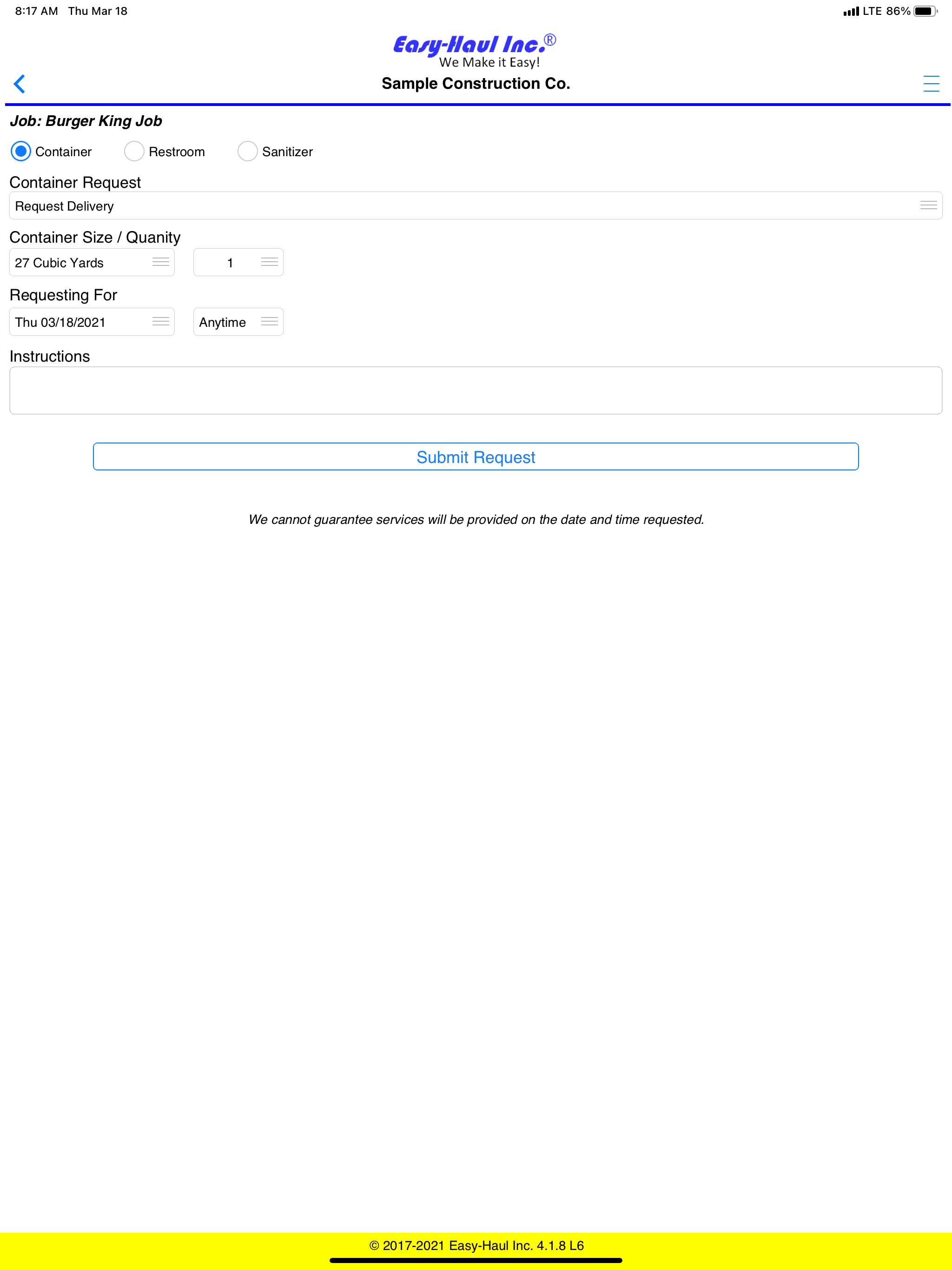 EasyHaul Customer App
