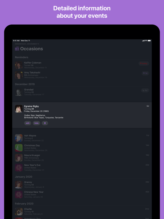 Occasions 3 - Reminders screenshot 2