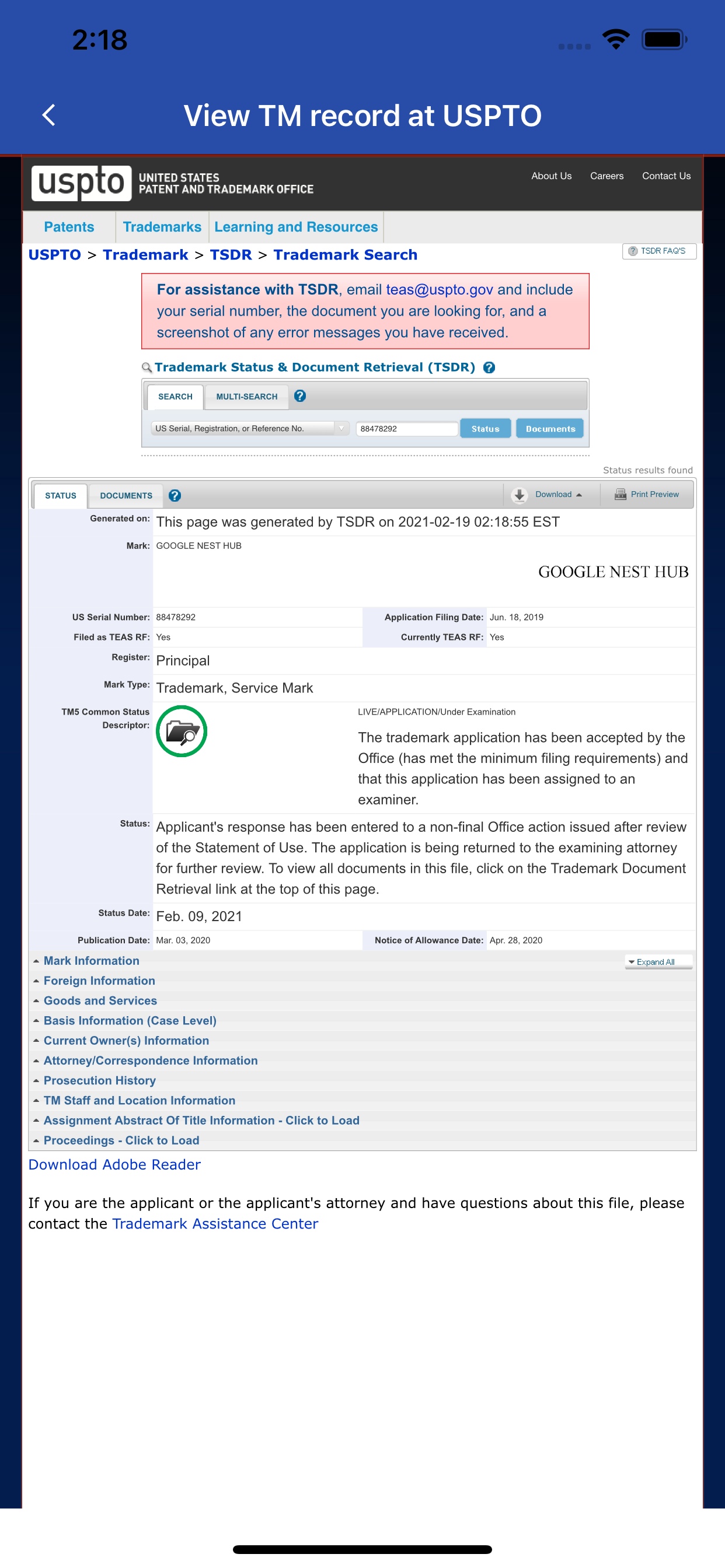 U.S. Trademark Search Tool