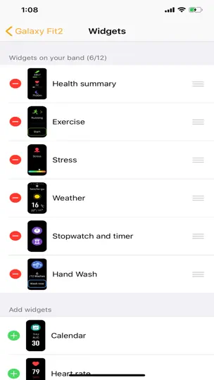 Captura de pantalla de Samsung Galaxy Fit (Gear Fit) en iPhone 9