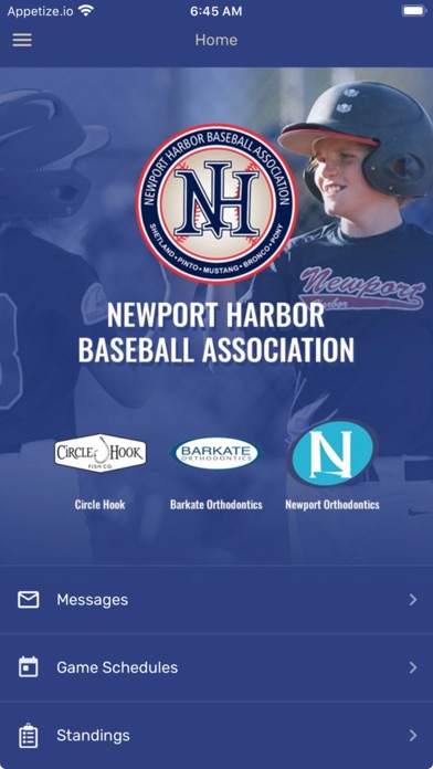 Newport Harbor Baseball NHBA Screenshot