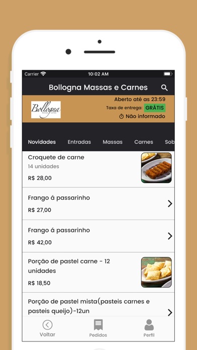 Bollogna Massas & Carnes Screenshot