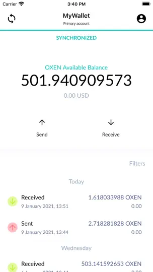 Screenshot von Oxen Wallet (Rangeproof) auf dem iPhone 3