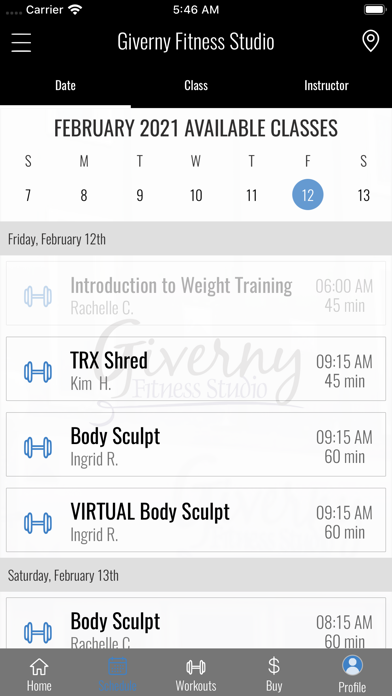 Giverny Fitness Studio Screenshot