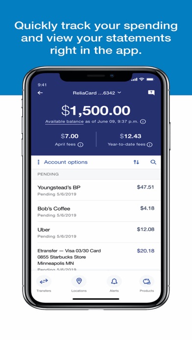 U.S. Bank ReliaCard Screenshot