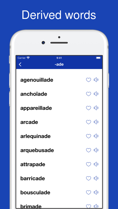 French Word Parts, Vocabulary Screenshot