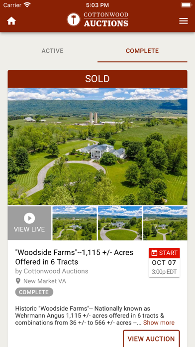 Cottonwood Auctions Screenshot