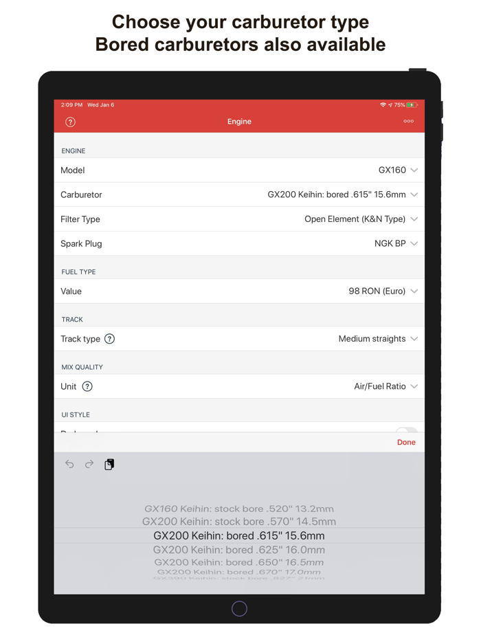 Jetting Honda GX 4T engine