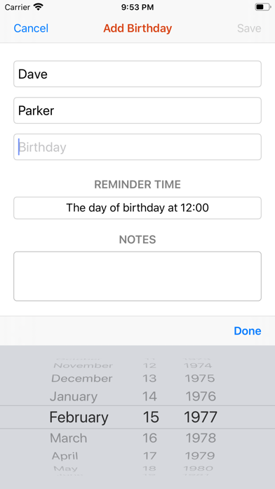 Birthday Reminder and Tracker Screenshot