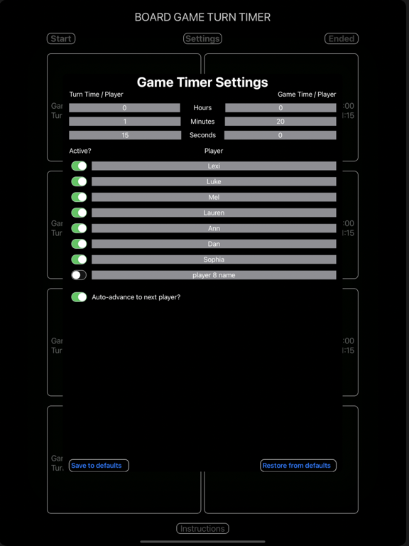 Screenshot #5 pour Board Game Turn Timer