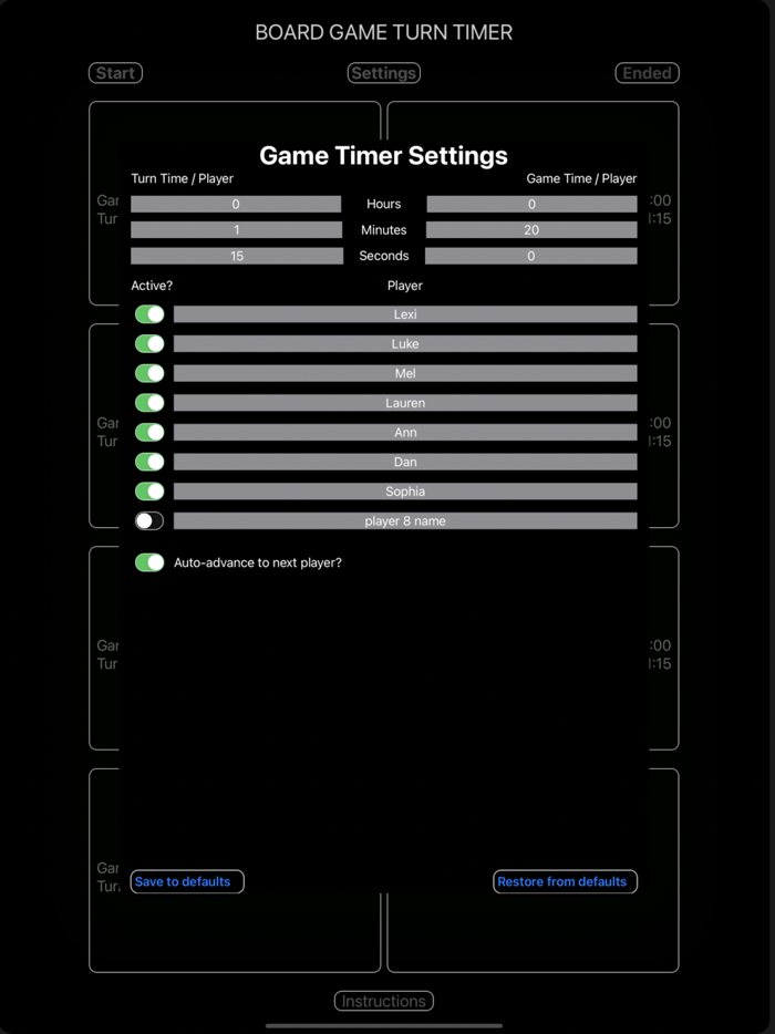 Board Game Turn Timer