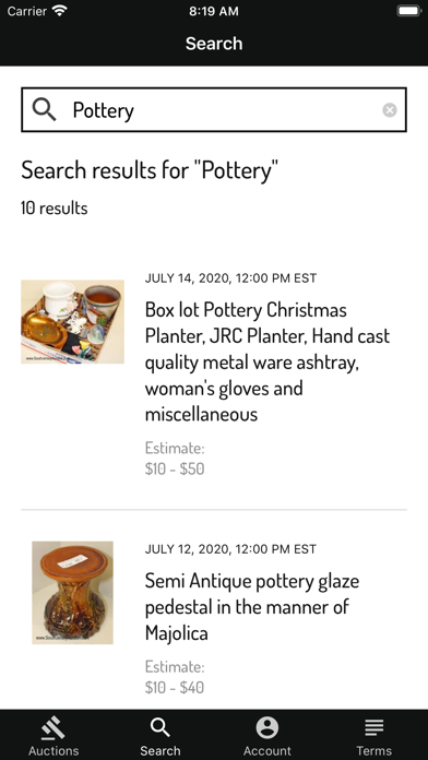 South Jersey Auction Screenshot