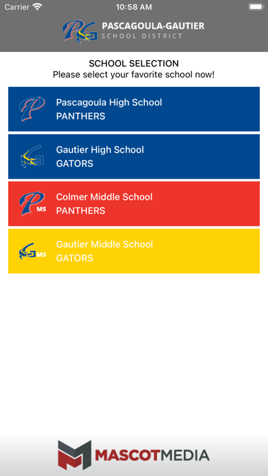 Pascagoula Gautier Athletics Screenshot