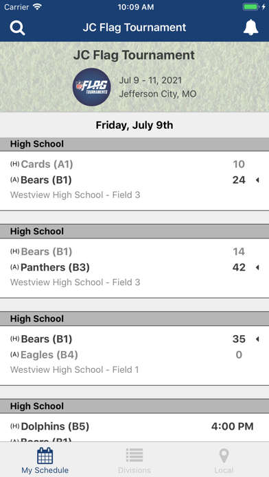 NFL FLAG Tournaments iPhone screenshot 2 - Sports app