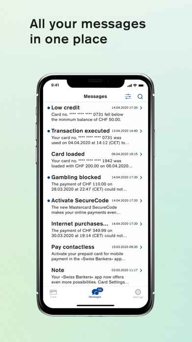 Credit Suisse Prepaid Cards Screenshot