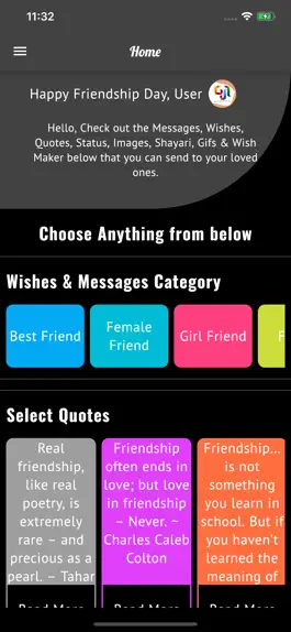 Game screenshot Friendship Gif Status Messages apk