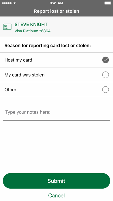 Merchants Bank Credit Card App Screenshot