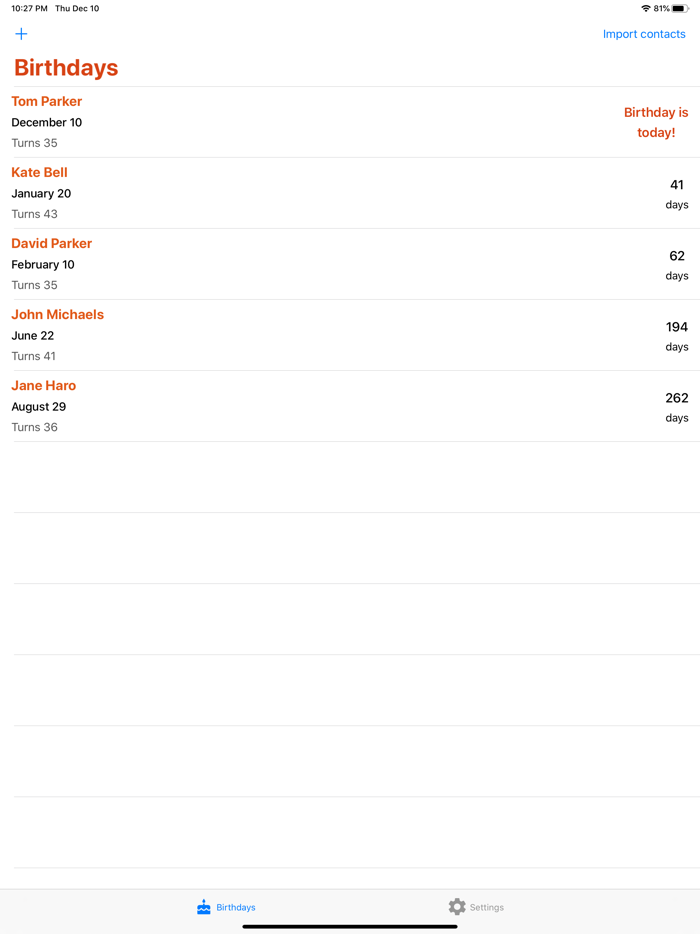 Birthday Reminder and Tracker