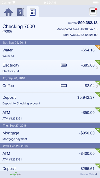 Open Bank Business Screenshot