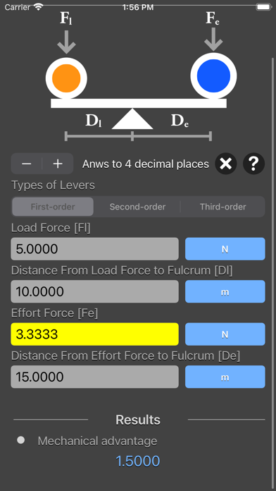 Levers Calculator screenshot 2