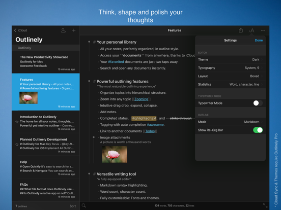 Screenshot #5 pour Outlinely - Outliner & notes