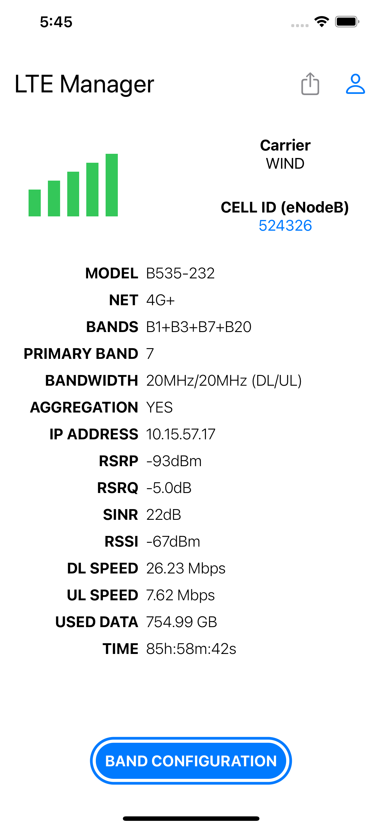 LTE Manager screenshot 1