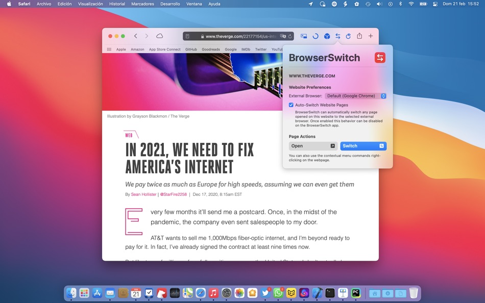 #2. BrowserSwitch for Safari (macOS) 由: Pedro Jose Pereira Vieito