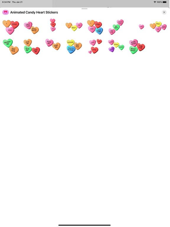 Screenshot #6 pour Animated Candy Hearts Stickers