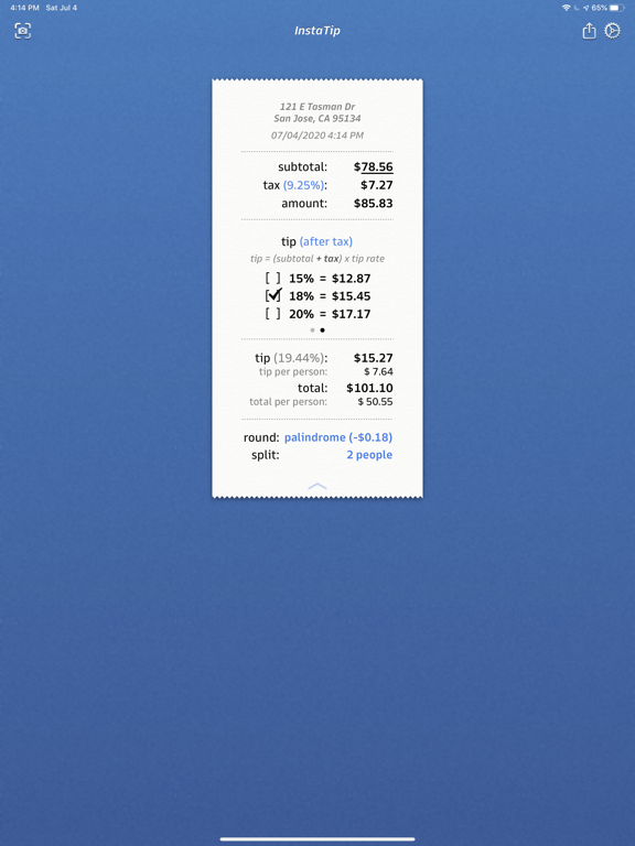 Screenshot #6 pour InstaTip: Smart Tip Calculator