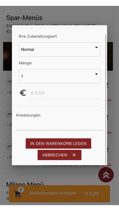 Pizzeria Milano Hürth Screenshot