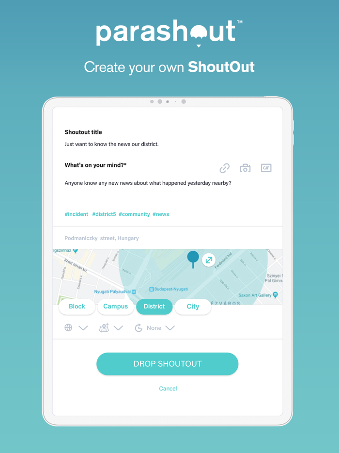 Parashout Local community app