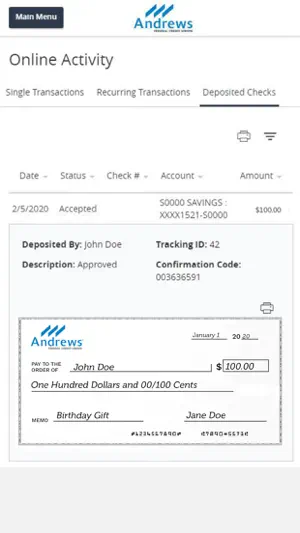 Andrews FCU Mobile screenshot 1