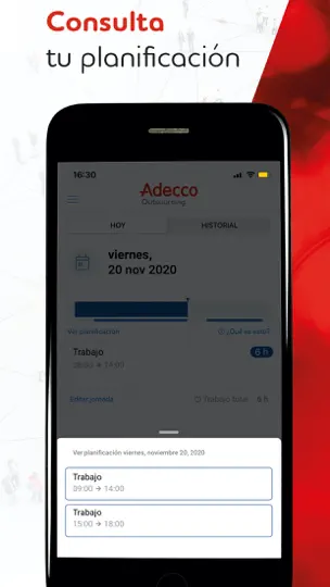 Captura de pantalla de WorkTime Adecco en iPhone 2