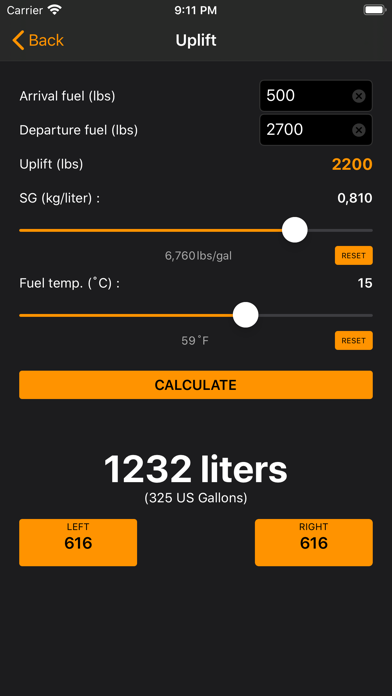 Airro Aviation Fuel Calculator Screenshot