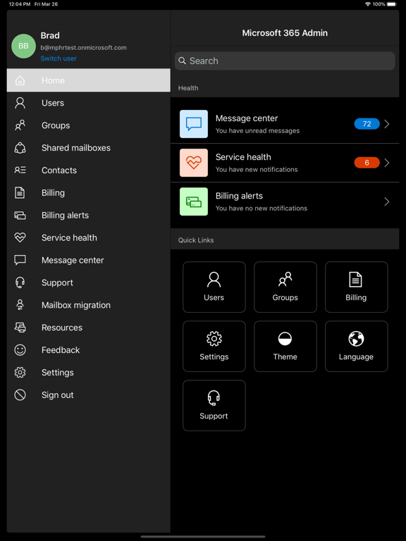 Microsoft 365 Admin iPad app afbeelding 9
