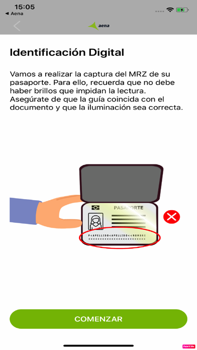 Aena. Registro biométrico Screenshot