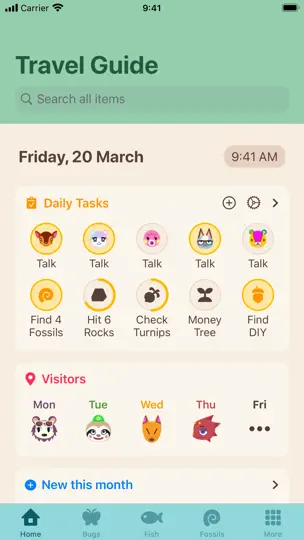 Captura de pantalla de ACNH Travel Guide en iPhone 2