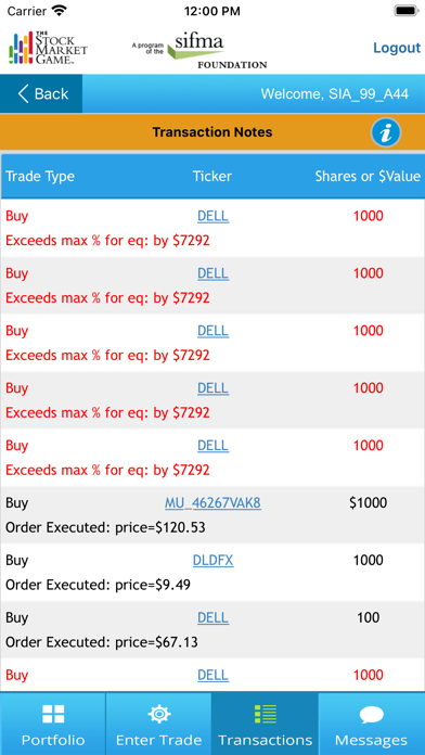 Stock Market Game Screenshot