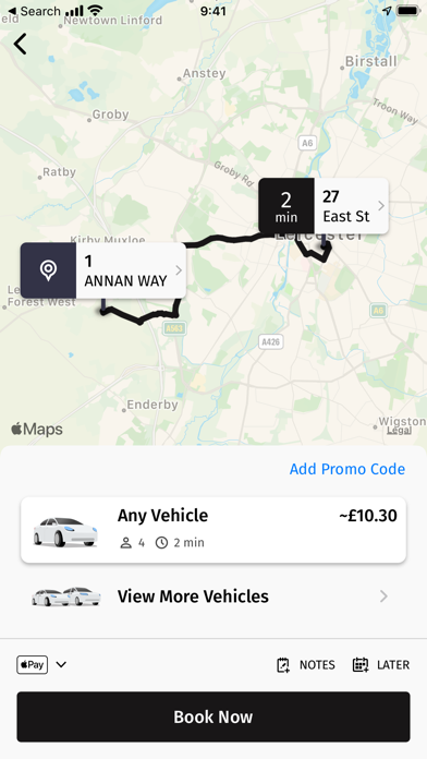 Club Taxis Leicester. Screenshot