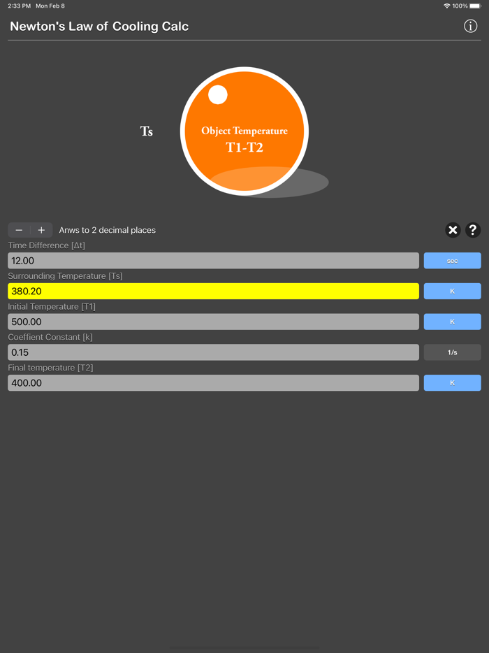 Newtons Law of Cooling Calc